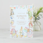 Peter de Konijn Eerste Blauwe Verjaardag Kaart (Staand voorkant)