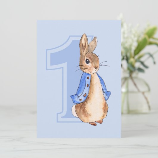 Peter de Konijn Eerste Verjaardag Uitnodiging (Staand voorkant)