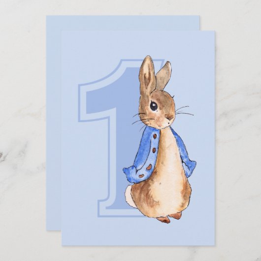 Peter de Konijn Eerste Verjaardag Uitnodiging (Voorkant / Achterkant)