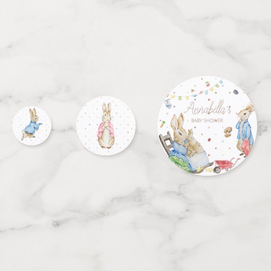 Peter de Konijn en Familie Baby shower Confetti (Voorkanten)