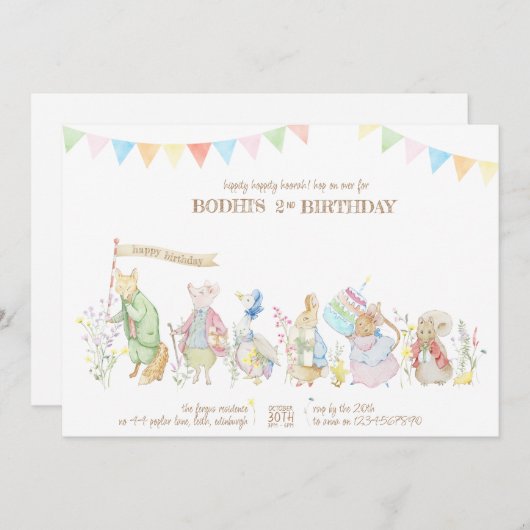 Peter de Konijn en Vrienden Verjaardagsparade Kaart (Voorkant / Achterkant)