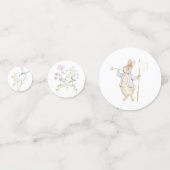 Peter de Konijn Gender Monogram Crest Baby shower Confetti (Achterkanten)