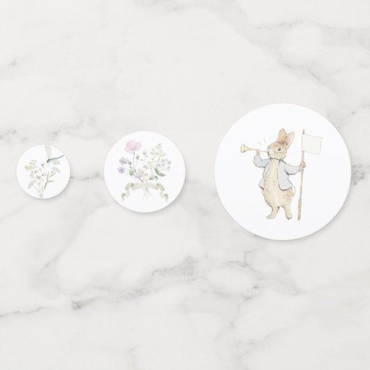 Peter de Konijn Gender Monogram Crest Baby shower Confetti (Achterkanten)