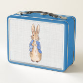 Peter de konijn grijs linnen geweven achtergrond (Achterkant)