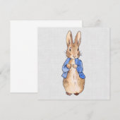 Peter de Konijn Grijze Linnen Achtergrond Bedankkaart (Voorkant / Achterkant)