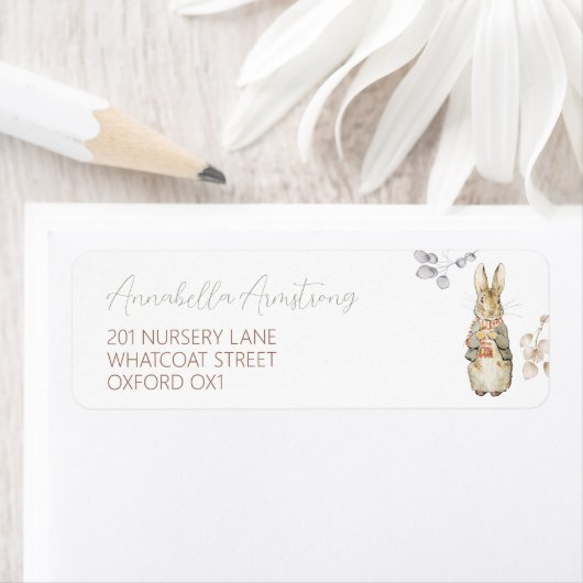 Peter de Konijn Herfst Herfst Winter Baby shower Etiket (Insitu)