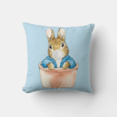 Peter de Konijn in Pot Witte Kauwgom Kussen (Voorkant)