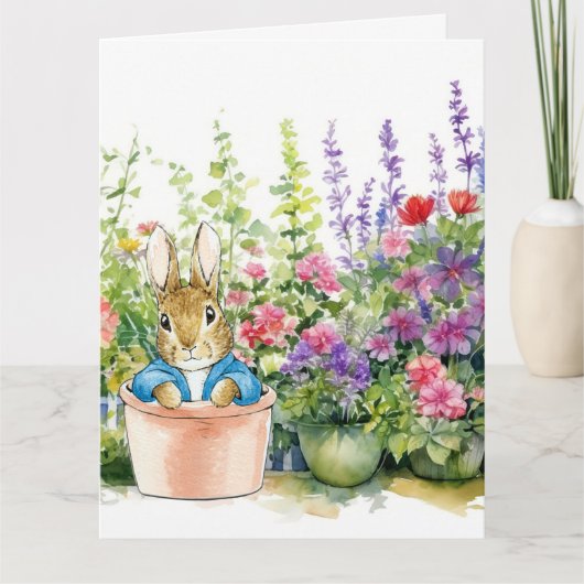 Peter de Konijn in potje plant in zijn tuin Kaart (Voorkant)