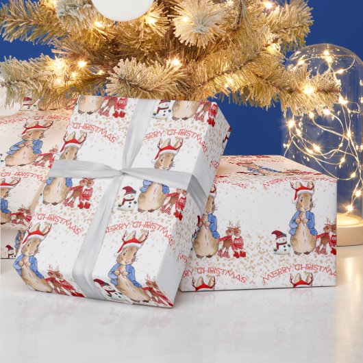 Peter de Konijn Kerst Pet Rendier Rood Wit Cadeaupapier (Feestdagen)