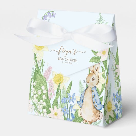 Peter de Konijn Lente Bloeit Blauw Baby shower Bedankdoosjes (Voorkant Zijde)