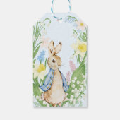 Peter de Konijn Lente Bloeit Blauw Baby shower Cadeaulabel (Achterkant)