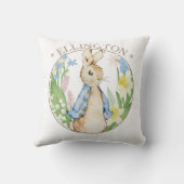 Peter de Konijn Lente Bloeit Blauw Baby shower Kussen (Achterkant)