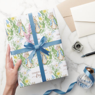 Peter de Konijn Lente Bloeit Paas Baby shower Cadeaupapier