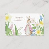 Peter de Konijn Lente Bloeit Roze Baby shower Informatiekaartje (Achterkant)