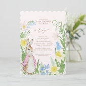 Peter de Konijn Lente Bloeit Roze Baby shower Kaart (Staand voorkant)