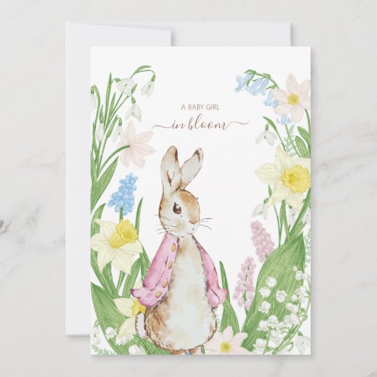 Peter de Konijn Lente Bloeit Roze Baby shower Kaart (Achterkant)