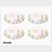 Peter de Konijn Lente Bloeit Roze Baby shower Ovale Sticker (Vel)