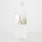 Peter de Konijn Lente Bloeit Roze Baby shower Waterfles Etiket (Voorkant)