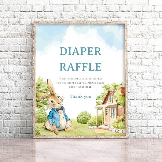 Peter De Konijn Luier Raffle Baby shower Spel Poster