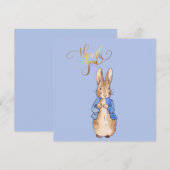 Peter de Konijn met gouden bedanktekst Bedankkaart (Voorkant / Achterkant)