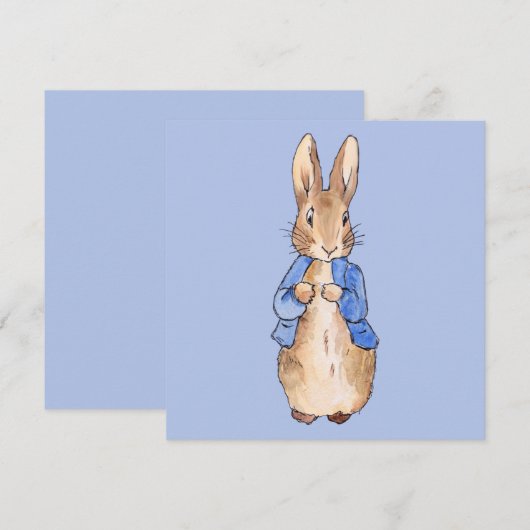 Peter de Konijn op blauwe achtergrond Bedankkaart (Voorkant / Achterkant)