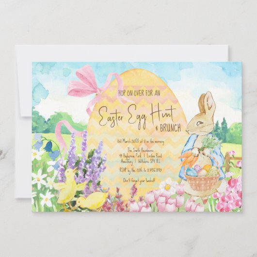 Peter de Konijn Pasen Ei Hunt Brunch Kaart (Voorkant)