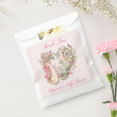 Peter de Konijn Roze Bloemen Meisje Baby shower Bedankzakje (Gezegeld)