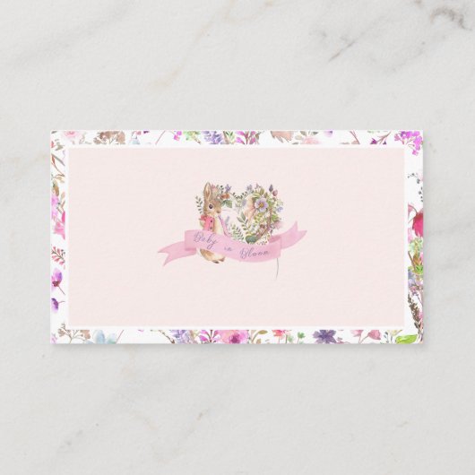 Peter de Konijn Roze Bloemen Meisje Baby shower En Informatiekaartje (Achterkant)