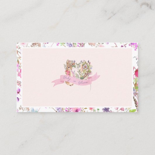 Peter de Konijn Roze Bloemen Meisje Baby shower Informatiekaartje (Achterkant)
