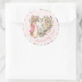 Peter de Konijn Roze Bloemen Meisje Baby shower Ronde Sticker (Tas)