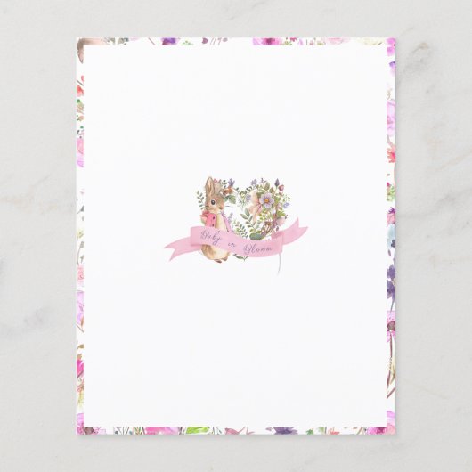 Peter de Konijn Roze Bloemen Meisje Baby shower Sp (Achterkant)