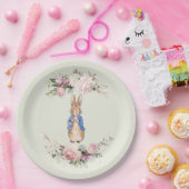 Peter de Konijn roze bloemenkrans Papieren Bordje (Feest)