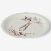 Peter de Konijn roze bloemenkrans Papieren Bordje (Gekanteld)