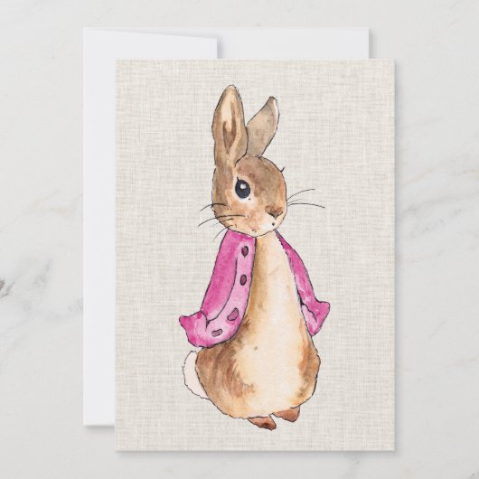 Peter de Konijn roze jas beige linnen textuur Kaart (Voorkant)