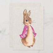 Peter de Konijn roze jas beige linnen textuur Kaart (Voorkant / Achterkant)