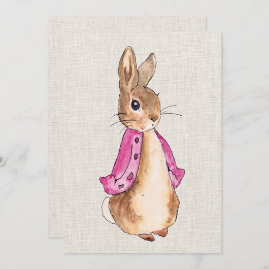 Peter de Konijn roze jas beige linnen textuur Kaart (Voorkant / Achterkant)