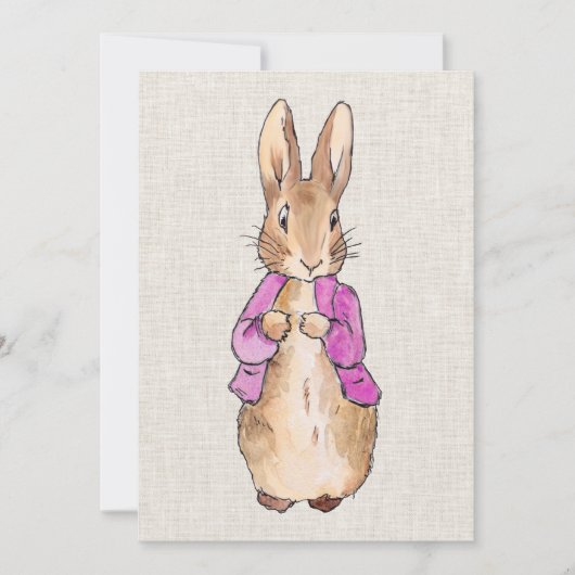 Peter de Konijn roze jas beige linnen textuur Kaart (Voorkant)