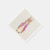 Peter de konijn roze jas beige linnen textuur servet (Hoek)