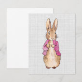 Peter de Konijn Roze Jas Grijze Linnen Bedankkaart (Voorkant / Achterkant)