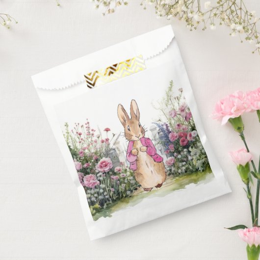 Peter de Konijn Roze Jas in zijn Tuin Bedankzakje (Gezegeld)