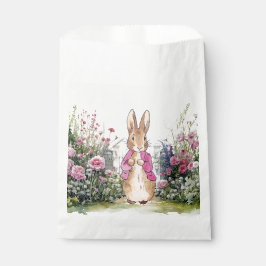 Peter de Konijn Roze Jas in zijn Tuin Bedankzakje (Voorkant)