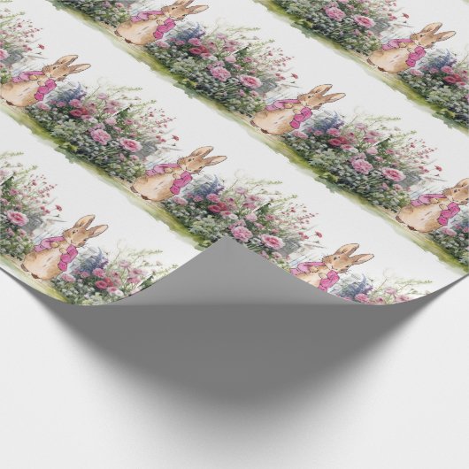 Peter de Konijn Roze Jas in zijn Tuin Cadeaupapier (Hoek)