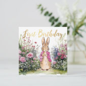 Peter de Konijn Roze Jas in zijn tuin Kaart (Staand voorkant)