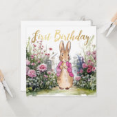 Peter de Konijn Roze Jas in zijn tuin Kaart (Voorkant / Achterkant in situ)