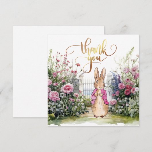 Peter de Konijn Roze Jas Tuin Bedankkaart (Voorkant / Achterkant)