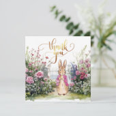 Peter de Konijn Roze Jas Tuin Bedankkaart (Staand voorkant)