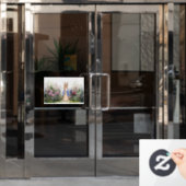 Peter de Konijn roze kauwgom in zijn tuin Raamsticker (Kantoordeur)