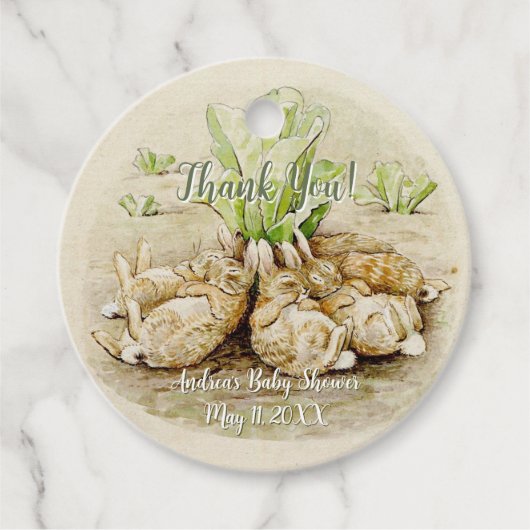 Peter de Konijn Tuin Baby shower Bedankjes Labels (Voorkant)