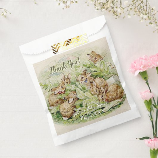 Peter de Konijn Tuin Baby shower Bedankzakje (Gezegeld)