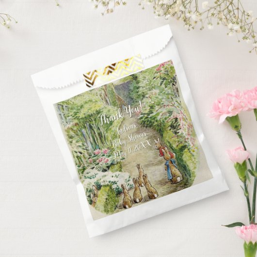 Peter de Konijn Tuin Baby shower Bedankzakje (Gezegeld)